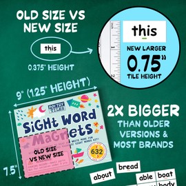 Poetry Tiles 632 Sight Word Magnets – Big .75" Tall Tiles Organized by Grade Level - Kids Practice Fun Reading, Sentence Building, and Writing with Magnetic Fridge Words - Homeschool or Classroom Tool