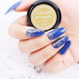 Hacaus Gel De Uñas Metálico Pintado 8Ml  Botella Gel De Uñas Pintadas Arte De Uñas Barniz Uv Laca Plata
