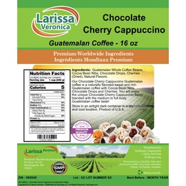 Chocolate Cherry Cappuccino Guatemalan Coffee (Gourmet, Naturally Flavored, Whole Coffee Beans) (16 oz, ZIN: 569545) - 2 Pack
