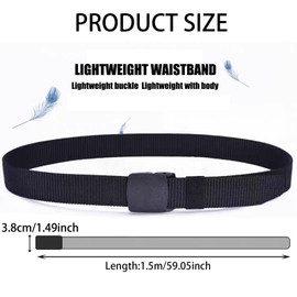 Tbczvx 2 Pieces Work Belts for Men, 130cm/51in Mens Canvas Belt, Durable Breathable and Comfortable Wear, Adjustable Nylon Belts for Men, Canvas Belt for Men And Women