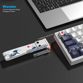 Womier Custom Keyboard Straps with Adhesive for Keyboard 60 65 75 100 Percent Kanagawa and Metal Snap Straps for Wooting 60he EPOMAKER Aula WIN60 YUNZII ATK68, etc Mechanical Gaming Key Board(White)