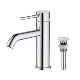 KIBI F201 Stainless Steel Single Handle Faucet for Bathroom Sink with Pop Up Drain | High Arc Faucet spout (Chrome Finish)