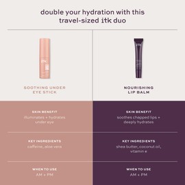 ITK Skincare Gift Set - Aloe Vera Under Eye Stick + Shea Butter Lip Balm Duo to Reduce Eye Puffiness and Soothe Chapped Lips with Vitamin E - Hydrates Dry Lips and Eyes - Travel Skincare Set