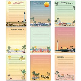 Lovarywow Florida Sticky Notes Gifts - 9 Pack Cute Sticky Notes 3x4 Inch Florida Beach Post It Notepads Traveler Birthday Christmas Party Gifts Miami Post It Pads Office School Supplies 450 Sheets