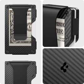 Spigen RFID Blocking Metal Wallet S Slim Minimalist Credit Card Holder for Men and Women with Money Clip - Carbon