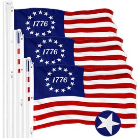 G128 3 Pack: Betsy Ross 1776 Flag | 6x10 Ft | ToughWeave Series Embroidered 300D Polyester | Historical Flag, Embroidered Design, Indoor/Outdoor, Brass Grommets