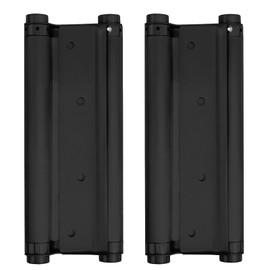 Pair of 8 Inch Heavty Duty Stainless Steel Cafe Saloon Door Swing Self Closing Double Action Spring Hinges (Black)
