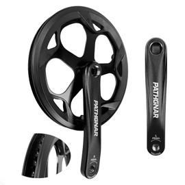 PATHGNAR Mountain Bike Crankset, 48T Charing Bike Crank Set with 170mm Arm 130BCD, Square Taper Single Speed Cranks Compatible with Single Speed Bicycle Electric Bikes