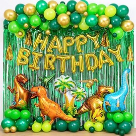 Yamibobo Dinosaur Party Decorations 101Pcs Set with Dinosaurs Balloons, Happy Birthday Balloons, Curtains, Dinosaur Theme Party for Girls Boys Celebration