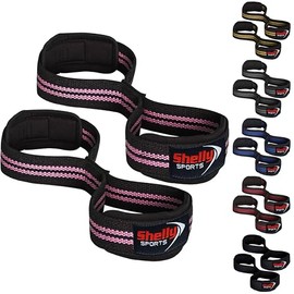 Shelly Weight Lifting Straps Figure 8 with Padded Cuff Wrist support Training Gym Straps Hand bar Grip Gloves Support Workout (Black Pink)