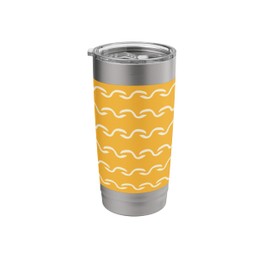 Yellow Retro Groovy Wavy Ogee Stripes Chain Stainless Steel Insulated Tumbler