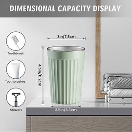 Toothbrush Holder for Bathroom-12oz Unbreakable Stainless Steel Bathroom Cup,Easy to Clean Toothbrush Cup, Reusable Bathroom Tumbler Cups for Home/School/Office(3" x 4.5") (Green)