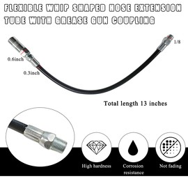 Wevdn Flexible Grease Gun Hose, 13" Resin Grease Gun Fully Bonded Construction to Maximize Kink Resistance and Minimize Bend Radius, Grease Hose for Hand-Pump Electric Steam Grease Guns