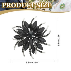 PATIKIL Rhinestone Flower Brooch Pin, Vintage Crystal Flower Lapel Pin for Women Wedding Party Birthday Dance Banquet Dress Clothes Hat Bag Decoration, Black