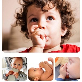 Cuxnoo Baby Teethers for 3+ Months Infants Sucking, Food Grade Silicon Astronaut Styling Teething Toy, BPA Free