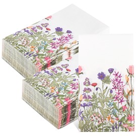 Adecortalk 60 Pcs Floral Napkins Disposable Flower Paper Napkins Wildflower Theme Party Supplies Hand Towels Decorative Paper Guest for Bathroom Home Dinner Wedding Baby Shower Birthday Party Supplies
