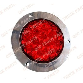 QSC Truck Parts 4" Round Stainless Steel Red 16 LED Truck Brake Stop Turn Tail Lights 2 PCS