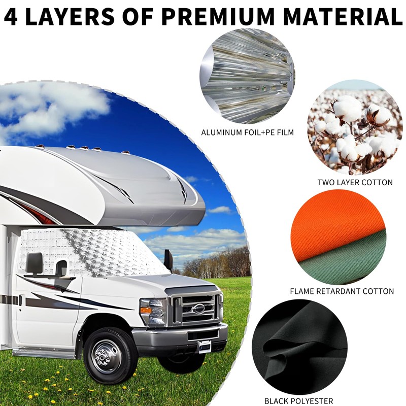 LynsaTac RV Windshield Cover for Class C Ford E450 1997-2024