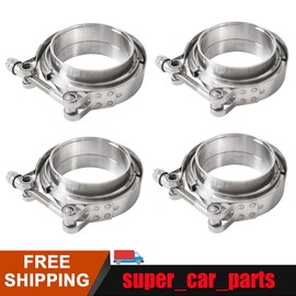 4X 3inch Stainless Steel V-Band Clamp & Flange Kit for Muffler Exhaust Downpipe