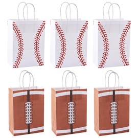 Beadthoven 8Pcs Baseball Paper Bags with Handles 5.83x3.19x8.31 Inch Baseball Party Favors Presents Bags Sport Theme Goodie Treat Bags for Birthday Sport Teams Baseball Party Supplies Shopping Grocery