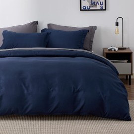 Bedsure Navy Blue Duvet Cover Queen Size - Soft Double Brushed Duvet Cover for Kids with Zipper Closure, 3 Pieces, Includes 1 Duvet Cover (90"x90") & 2 Pillow Shams, NO Comforter
