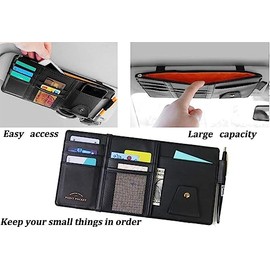 SEMBEM SEMBEM Car Visor Organizer, Auto Interior Accessories, Car Truck SUV Storage Pouch Holder, with Multi-Pocket Net Zipper (Black)