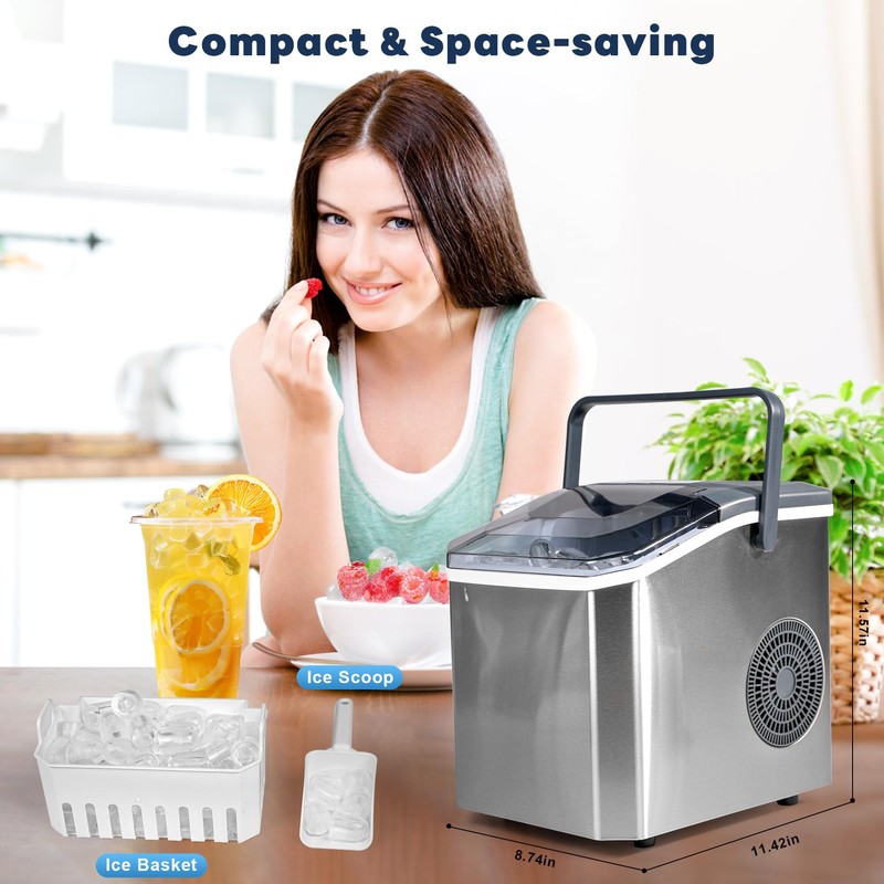 Ice Maker, iceBlue 5 Levels of Bullet Ice Sizes Countertop