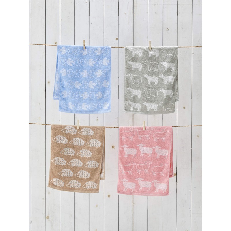 Kosugizen Scandinavian Animal Face Towel, 13.4 x 31.5 inches (34
