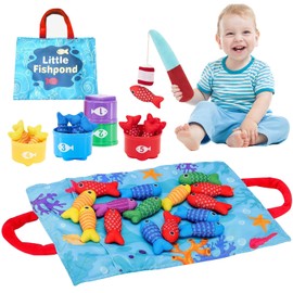 TGEXYI Juego de Pescar para Niños, Juegos Didacticos, Juguete Montessori para Niños, Juego de Pesca de Fieltro, Paraque Los Niños Aprendan a Contar Números, Clasificar Colores con Vasos Apilables