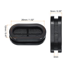 sourcing map Rubber Grommet Mount Size 26 x 12 mm Oval Double-Sided for Wire Protection 10pcs