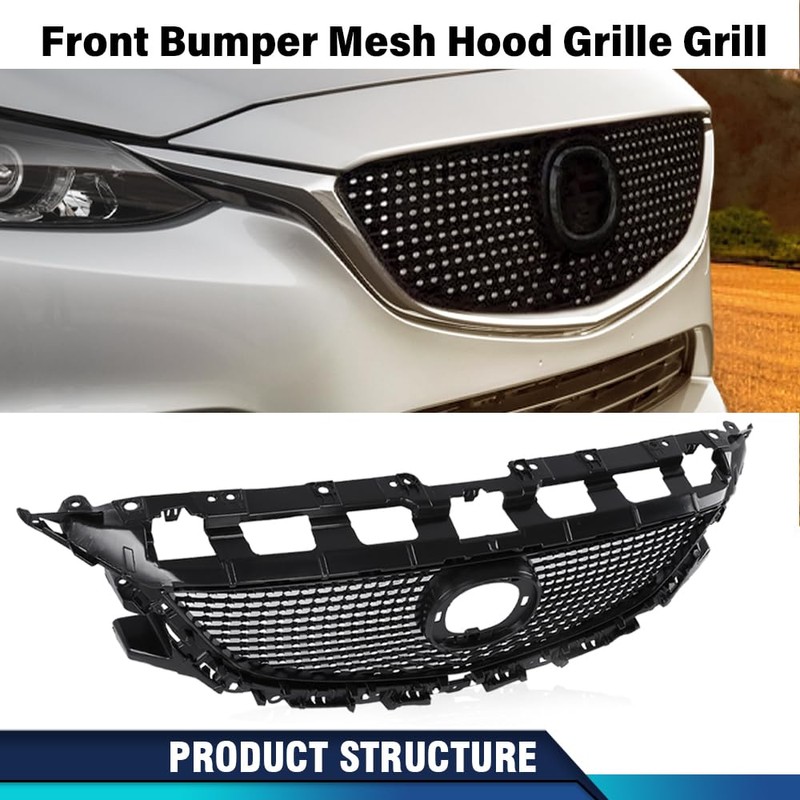 PIT66 Front Bumper Upper Mesh Hood Grille Grill Compatible with