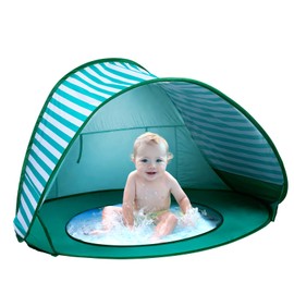 Baby Beach Tent, Sun Protection Portable Baby Travel Tent, Summer Beach Baby Sun Shelters for Boys or Girls (Aqua Green)
