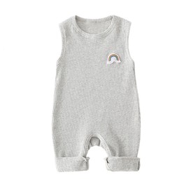 ZXIIYNU Baby Boys Girls Sleeveless Romper Infant One Piece Jumpsuits Summer Fall Outfits (Grey, 9-12M)