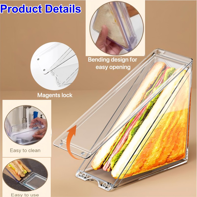 FeBohao Sandwich Container with Lid Triangle Sandwich Box Clear Plastic