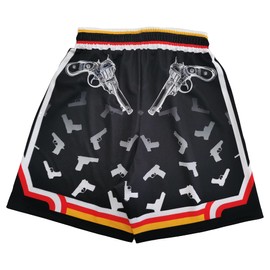TPAZGHE - Pantalones cortos deportivos de baloncesto para hombre, malla para gimnasio, deportes, entrenamiento, cordón, retro, para correr, con bolsillos, Negro -, Large