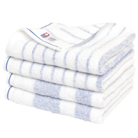 Bloom Imabari Face Towel Natural Border Set of 4, Blue, Gray
