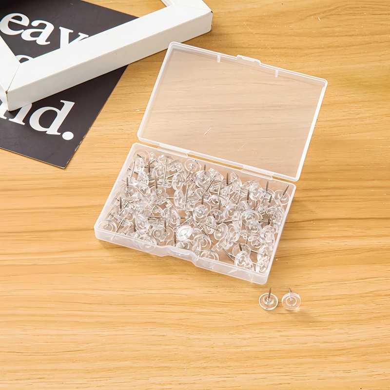 150Pcs Clear Push Board Pins for Pinboard, Drawing Map Pins