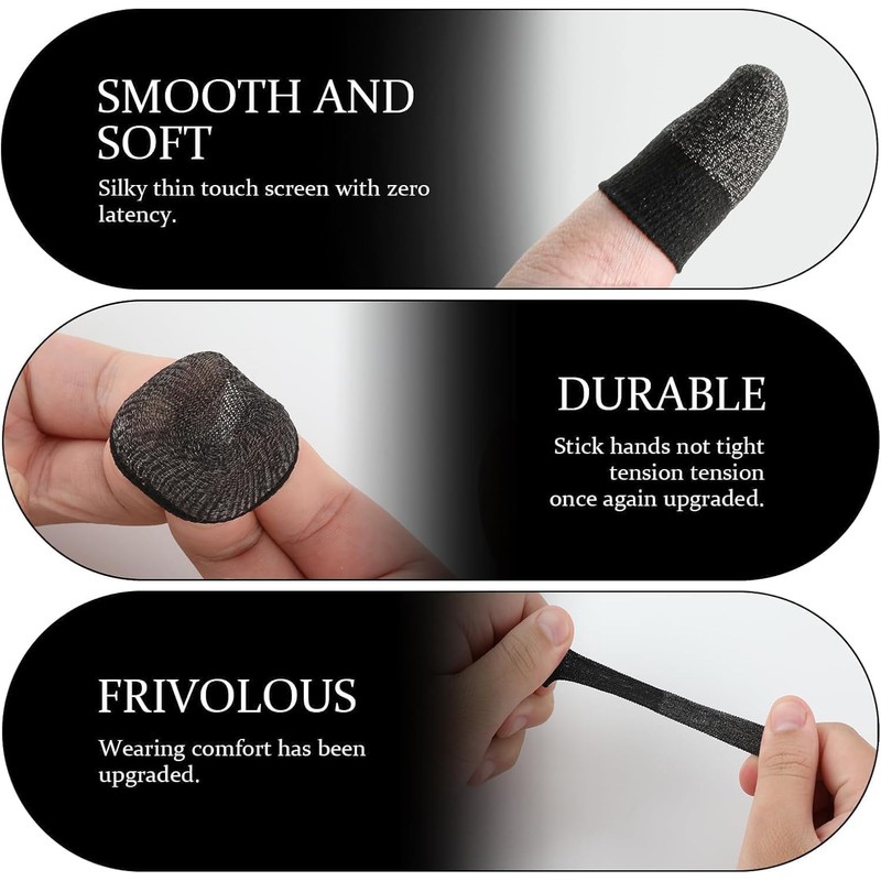 Finger Sleeves for Gaming,6 Pack Gaming Finger Sleeves,Black Thumb Sleeve