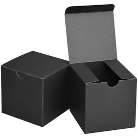 Fairlegend Small Black Gift Boxes 3.5x3.5x3.5 Black Kraft Paper Boxes for Gifts, Party Favors, Showers, Crafts, Candy Boxes, 100 Pack