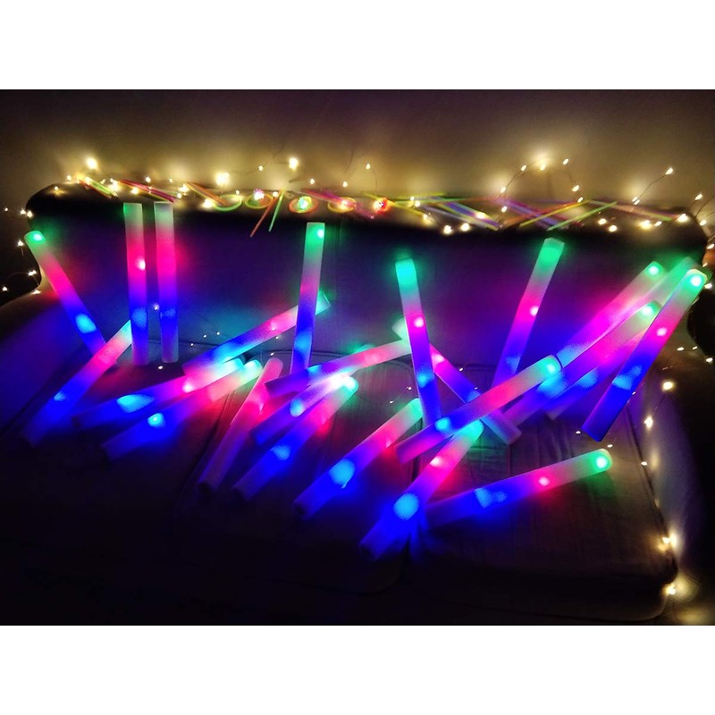 ColorHome Glow Sticks Bulk - 24 Pcs LED Foam Sticks