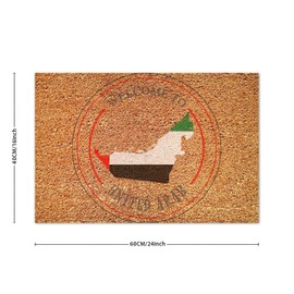 DecStic Welocme to United Arab Emirates Coir Mat Rustic National Pride Rectangular Door Mats 16x24in Durable Coir Non Slip Front Door Mat for Indoor Outdoor Porch Home Entryway New Home Gift