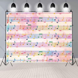 EMTOBT 8x8FT Music Notes Backdrop Colourful Sheet Music Background for Newborn Party Photography Decorat Concert Musical Instrument Store Banner Photo Booth Props Photo Room Decor Supplies BJZYEM367