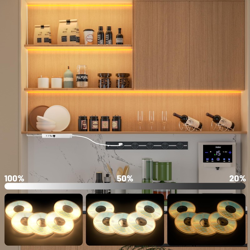 Lichaser COB LED Strip 2 m, 6 Rolls 12 V