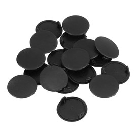 sourcing map Hinge Hole Covers, 18Pcs 35mm(1-3/8") ID - Plastic Concealed Hinge Hole Cover Round Flush Type Plug Cap for Furniture Cabinet Cupboard (Black)