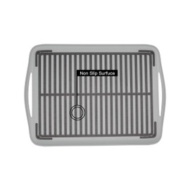 ChopMaster Rectangular Anti Slip Serving Tray with Handle (Large, Grey)