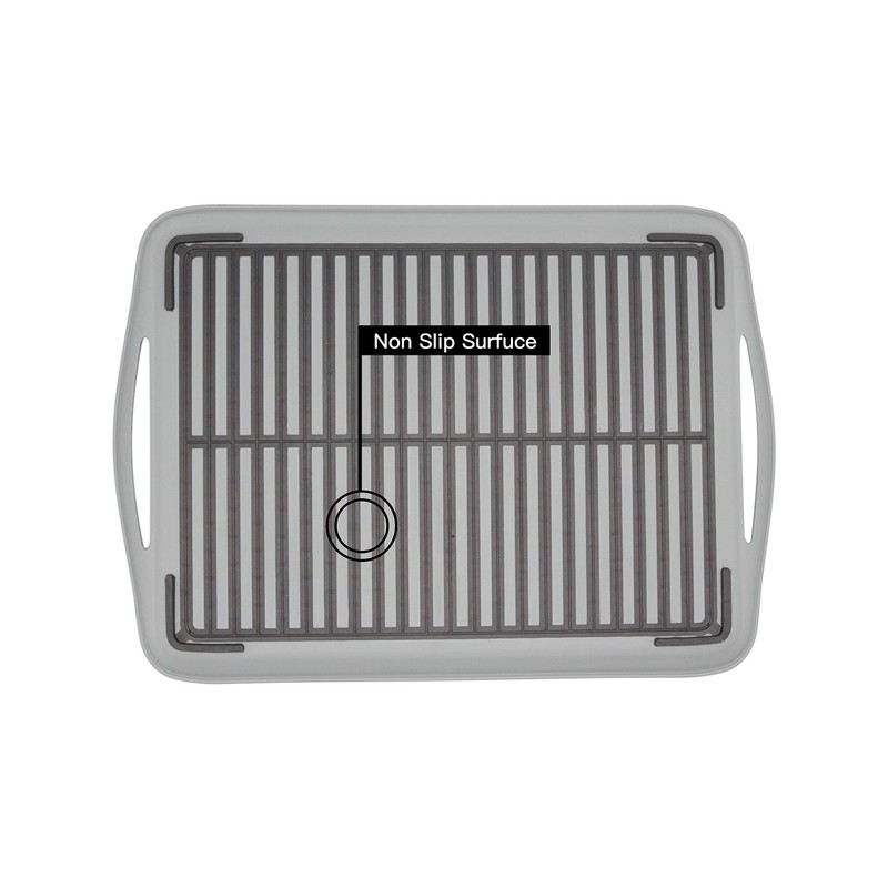 ChopMaster Rectangular Anti Slip Serving Tray with Handle (Large, Grey)