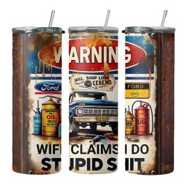 Handmade Wife Claims I Do Stupid Sh&t Sarcastic Men Funny 20oz Tumbler Insulated Travel