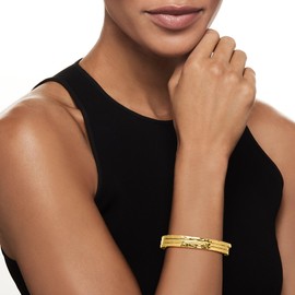 Ross-Simons Italian 18kt Gold Over Sterling Jewelry Set: 3 Hammered Bangle Bracelets. 7.5 inches