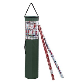 ProPik Gift Wrapping Paper Storage Organizer Bag, Store Up to 24 Rolls 40 Inch, Heavy Duty Polyester Plus PVC Clear Bag with Handles and Zippered Top Wrap and Ribbons (Green)