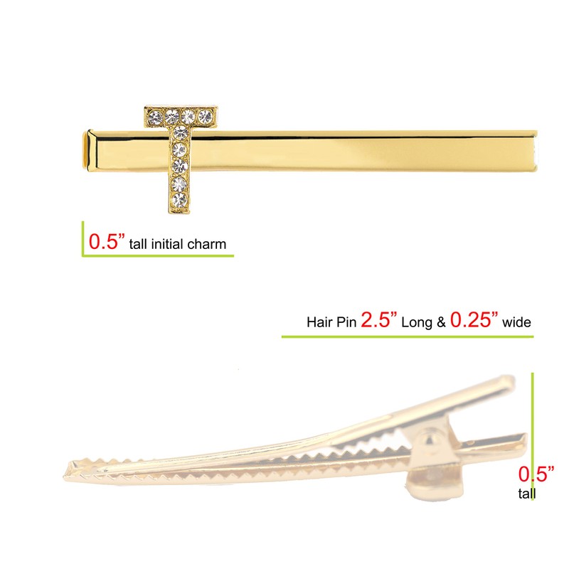 Spinningdasiy Crystal Initial Bijou Hair Clip T Gold